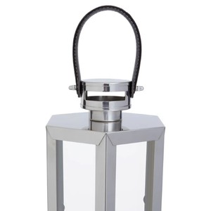 Ilgrim Edgewater Large Linterna de aluminio y cuero inoxidable es una linterna de decoración para el hogar elegante y moderna Moderna contemporánea - Product Image 5