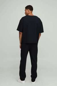 Ensemble survêtement homme noir : Blouson bomber zippé et pantalon large assorti – Vêtements OEM ODM en gros - Product Image 6
