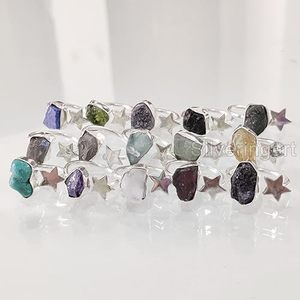 Rough <b>Stone</b> Jewelry Women's <b>Ring</b> Natural Amethyst Moonstone Labradorite Gemstone Statement Jewelry 925 Sterling <b>Silver</b> <b>Ring</b> - Product Image 5