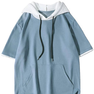 Ropa deportiva de secado rápido, camisetas con capucha de alta elasticidad para hombre, tela peinada, colores personalizados, venta al por mayor - Product Image 1