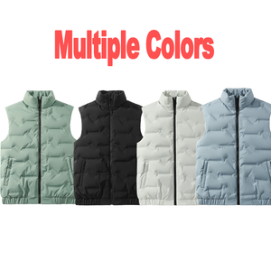 Whole Sale New Fashion Custom Warm Sleeveless Puffer <b>Jacket</b> Men Canvas Stand Collar Front Windproof Lightweight Winter - Product Image 2