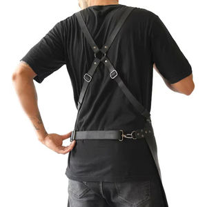 Tablier de cuisine en cuir noir polyvalent de haute qualité-personnalisé avec votre tablier en cuir Logo fabriqué par la Bulgarie - Product Image 5