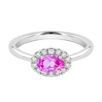 18K Gold 1 Karat Labor-gezüchteter Rosa Saphir Ovaler Schliff Ring |   Verlobungsring für Frauen |   Großhandel & Dropshipping Schmuck