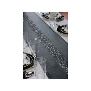 Lignes blanches grisâtres brodées 100% coton Design personnalisé Vente en gros Chemins de table rectangulaires de haute qualité pour banquet de mariage - Product Image 3