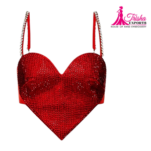 Bikini rojo Premium hecho a mano con cuentas de cristal 1 pieza Spandex/Nylon - Product Image 1