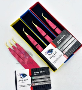 Pinzas de aislamiento de 45 grados de oro rosa oscuro con logotipo personalizado Volumen de agarre de diamante Etiqueta privada Cejas de pestañas de acero inoxidable - Product Image 5