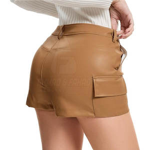 Pantalones Cortos de Cuero Personalizados, Transpirables, Resistentes al Viento, Estilo Urbano, Casual, Cintura Elástica Regular, Ecológicos para Mujer - Product Image 5