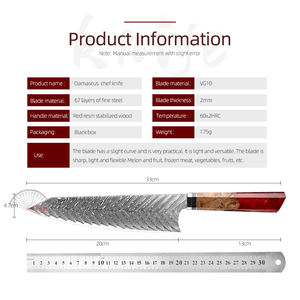 Venta al por mayor personalizado de calidad superior OEM ODM Servicio Profesional de acero de Damasco Chef cuchillo de cocina con mango de resina estabilizada - Product Image 2