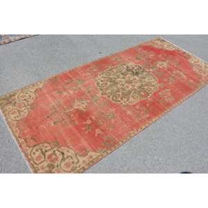 Alfombra turca Vintage rojo Beige 3,7X8,6 pies área grande diseño de retazos de lana para pasillo dormitorio Rectangular habitación de látex cabecera - Product Image 4