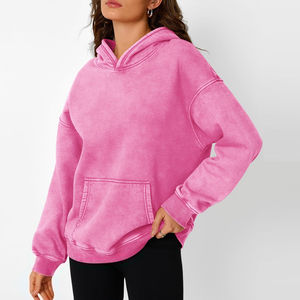 New Arrival Customized Logo Acid Wash Hooded 100% Cotton Women's Winter Casual <b>Fleece</b> <b>Hoodies</b> High Quality - Product Image 3