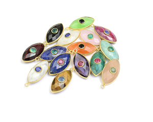 Collar con colgante de ojo malvado chapado en oro, cadena, conector para collar, componentes para fabricación de pendientes - Product Image 6