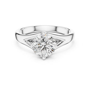 Anillo de Oro Amarillo de 14K con Diamante Redondo Cultivado en Laboratorio para Mujer |   Anillo de Oficina |   Diamante Cultivado Nuevo - Product Image 2