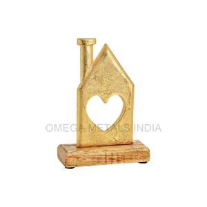 Corps en aluminium de décor à la maison en forme d'oiseau de haute qualité avec base incurvée en bois pour la décoration de la maison et de noël - Product Image 2