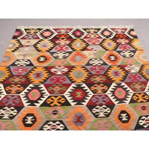 Tapis turc vintage 6,1 x 9,4 pieds, grand tapis, kilim orange, tapis du sud-ouest - Product Image 4