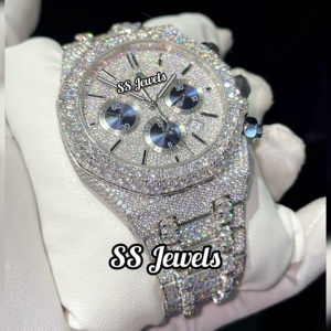 Montre chronographe glacée Hip Hop de luxe 41 MM de haute qualité VVS Moissanite prix du testeur de passe de bande en acier inoxydable personnalisé - Product Image 3