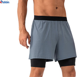 New Arrival Custom Logo 2 in 1 Running Gym <b>Shorts</b> for Men Workout Sweat <b>Short</b> <b>With</b> Inner <b>Phone</b> <b>Pocket</b> Solid Color Men's Clothing - Product Image 1
