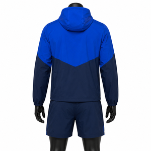 Conjunto Deportivo Cortavientos con Capucha para Hombre, Secado Rápido, Diseño Color Block, Chaqueta y Pantalones Cortos, Ropa Deportiva Ligera para Primavera - Product Image 2