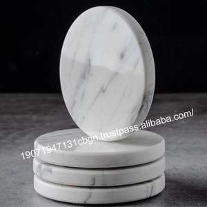 Posavasos de mármol blanco hechos a mano de alta calidad, juego de posavasos de piedra de mármol natural blanco - Product Image 3
