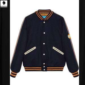 Chaqueta universitaria de lana de alta calidad para hombre, cómoda chaqueta deportiva ligera a prueba de viento con cuello levantado y letras cálidas para invierno - Product Image 1