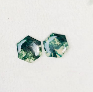 High Quality <b>Moss</b> Agate Hexagon Shape 10mm Loose Flatback Cabochon Gemstone for Jewelry Ring Necklace Making Bracelet Birthstone - Product Image 1