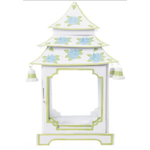 Lanterne Pagode Rayée Verte et Blanche Créative, Élégante Décoration d'Intérieur en Métal, Porte-Bougie, Lanterne pour Centre de Table - Product Image 4