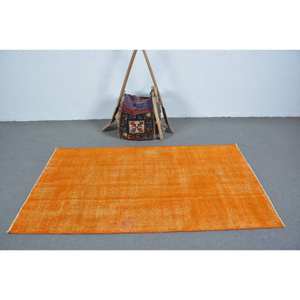 Alfombra turca naranja vintage contemporánea de 37x65 pies, gran área de retazos, respaldo de látex de algas marinas para dormitorio, modelo de pasillo, alfombra - Product Image 3