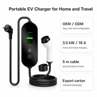 Chargeur EV portable HUANLIANDA série PR 3,5 kW, connecteur GB/T 16A, câble de 5 m, IP55, écran LCD couleur, 80-265 V, EVSE domestique, plug-and-play