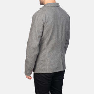 Blazer Borges de Lana Gris con Tres Bolsillos Exteriores, Dos Bolsillos Interiores y Cierre de Botones - Product Image 5
