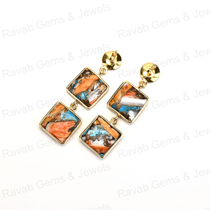 ต่างหูชั้นดีสำหรับผู้หญิงสินค้ามาใหม่ต่างหู925แข็งเงินสเตอลิงออยส์หนามธรรมชาติขนาด10มม. สี่เหลี่ยมจัตุรัสสีทอง18K โรเดียมห้อย - Product Image 4