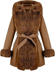 Manteau d'hiver chauffant pour femmes Long col en fausse fourrure épais chaud lourd pardessus fermeture à glissière Polyester remplissage respirant ceinturé avant - Product Image 3