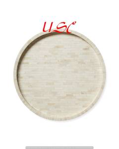 Bandeja única con incrustaciones de hueso y resina Bandeja decorativa de lujo hecha a mano para cocina, mesa, café, aperitivos, comedor, regalos - Product Image 3