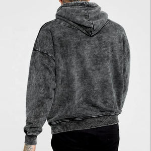 Alta calidad Streetwear Zip Up Hoodie Algodón French Terry Acid Wash Logotipo personalizado Oversized Stone Wash Sudaderas con capucha desgastadas - Product Image 5
