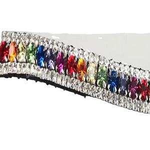 Hermosa alta calidad Preciosa Crystal Multicolor cadena de metal de cristal transparente banda de ceja de caballo de cuero negro en mazorca completa - Product Image 1