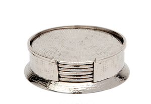 Brass <b>Coaster</b> <b>Set</b> of 4 with Holder | Handmade Luxury Eco-Friendly Metal Drink <b>Coasters</b> Wholesale - Product Image 3