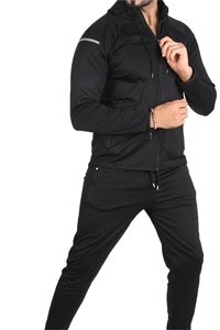 Ensemble de survêtement 2 pièces pour homme avec logo personnalisé, coupe ajustée, respirant, séchage rapide, streetwear d'automne, en coton - Product Image 3