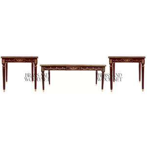 ชุดโต๊ะกาแฟไม้คลาสสิกสุดหรูพร้อมขอบทองเหลือง - Product Image 2