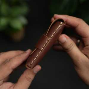 No. Cartera para Tarjetas de Crédito 101 Todo en Uno, Hecha a Mano, Color Marrón Rojizo, 100% Cuero Vacuno de Grano Completo, 5 Años de Garantía - Product Image 3