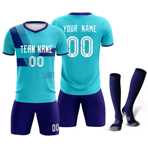 Maillot de football personnalisé violet à manches courtes, col en V, impression sublimée, polyester anti-humidité, unisexe, vêtements de sport pour adultes - Product Image 5
