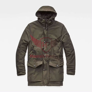 Men's Casual Thick Warm Hooded <b>Parka</b> Coat - Solid Color Streetwear Jacket for Winter Fashion, Windproof Outwear for Men - Product Image 1