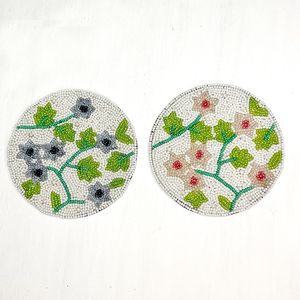 Custom Pattern Seed Beads Coaster With Fine Beadwork Art Stylish Handmade Embroidered Coaster With Seed Bead Detail - Product Image 4