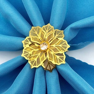 Porte-serviettes à fleurs en or de luxe pour décor de table élégant événements de mariage fêtes hôtel salle à manger Serviette Premium Accent - Product Image 6