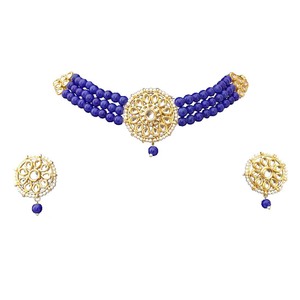 Statement Choker Necklace Earring Set Brass Base <b>Kundan</b> <b>Jewelry</b> Handcrafted Ethnic Wedding Engagement Party Anniversary Gift - Product Image 3