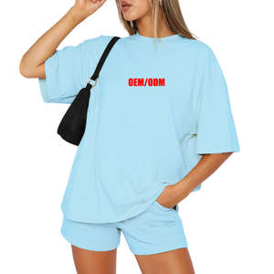 Vêtements de détente à manches mi-longues pour femmes à la mode Ensemble de t-shirts décontractés à imprimé vierge - Product Image 3