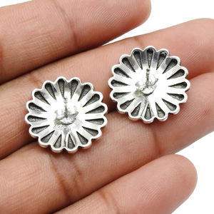 Ensemble de lunette ronde Turquoise blanche Design de fleur minimaliste 925 argent Sterling pierres précieuses précieuses boucle d'oreille bijoux pour femmes - Product Image 2