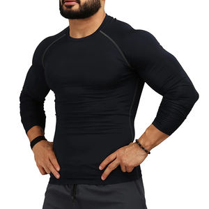 Camisas de compresión de secado rápido para hombre con mangas largas, logotipo personalizable estampado en tejido de punto - Product Image 1