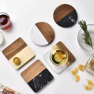 Juego de posavasos de madera clásicos, alfombrillas decorativas hechas a mano naturales para mesa de comedor, café, té, uso doméstico - Product Image 2