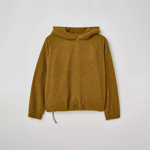 Custom Logo Thick Pullover <b>Sherpa</b> <b>Hoodie</b> With Adjustable Hem Oversized Raglan Sleeve Plain High Quality OEM Streetwear - Product Image 2