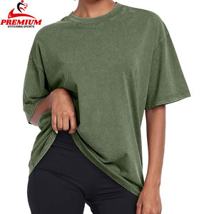 T-shirt en coton délavé à l'acide personnalisé de haute qualité poids lourd Boxy recadrée broderie t-shirt T-shirts pour femmes - Product Image 3