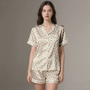 Adult Silk Satin Pajama Set Digital Print Soft & Cool Breathable 2-Piece Loungewear <b>for</b> <b>Summer</b>/Autumn/Spring - Product Image 3