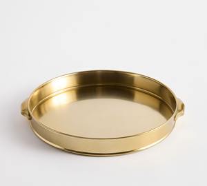 Luxury Oval <b>Gold</b> Stainless Steel Serving Tray Metal Platter Single Tier Tableware for <b>Desk</b> Home Storage Organization - Product Image 4